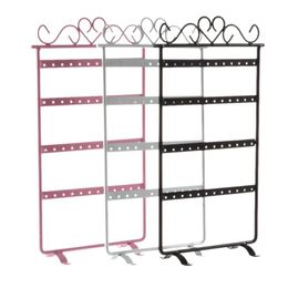 Jewelry Pouches Bags 48 Hole Earrings Ear Studs Display Rack Metal Holder Stand Organizer Showcase Pink 295 160mm For Retail Environme 248j