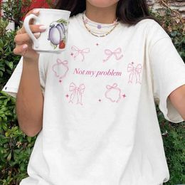 Damen-T-Shirt modisches und süßes Band Bow T-Shirt für Frauen Retro Y2K ästhetisches T-Shirt für Frauen Kokaii Cottagecore Kleidung J240527