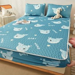 Natural latex thick summer mat suitable for beds coolness ice artificial silk substrates pillowcases soft and breathable cooling pads 240508