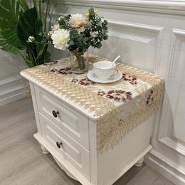 Table Cloth Europe Nightstand Small Tablecloth Embroidered Lace Shopbox Cover Rectangle 40x80cm White Mat Dust