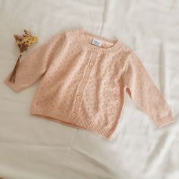 Spring Baby Girl Hollow Knitted Sweater Cardigans Summer Toddler Newborn Long Sleeves Jackets Children Knitted Coat Tops