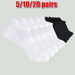 Men's Socks 2024 New Fashion 5/10/20 Pairs Of Ankle Sports Running Socks White Black Grey High Quality Soft Thin Low Top Short Film Socks Y240528
