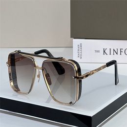Pop TOP sunglasses limited edition goggles style SIX men design K gold retro square frame crystal cutting lens with grid detachable 252f