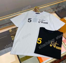 21ss men printed t shirts designer paris Forklift letter clothes short sleeve mens shirt tag white black red3946552