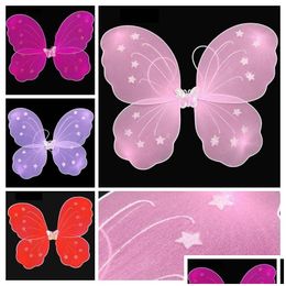 Party Decoration Ups Children Day Show Clothing Small Angel Butterfly Wing Net Yarn Floral Wings Fairy Clothes Halloween Cosplay Drop Dh4Cj