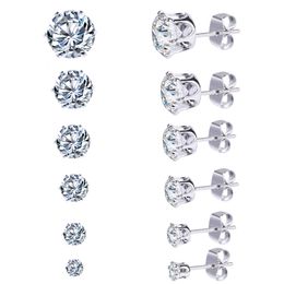 steel Non stainless minimalist combination colored round zircon earring set