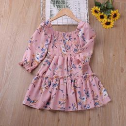 Girl's Dresses Humour Bear Girls Dress 2023 Spring Long Sleeve Floarl Printed Sweet Warm Christmas Toddler Clothes For 2-6Y H240527 7YV5