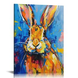Print d'arte di coniglio, opere d'arte astratte per la parete di pittura per animali, decorazioni colorate di stampe per la fauna selvatica (coniglio da 16x20 pollici)