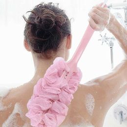 Bath Tools Accessories Long Handle Back Exfoliating Scrubber Sponge Soft Mesh Exfoliating Bath Bubble Hanging Back Body Bath Shower Brush z240528