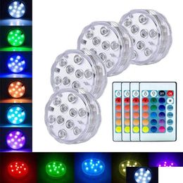 Other Event Party Supplies Battery Operated 10/13 Leds Rgb Led Submersible Light Underwater Night Lamp Garden Swimming Pool Lights Dhzqb