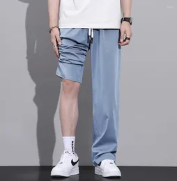 Men's Pants Summer Brand Clothing Soft Lyocell Fabric Casual Thin Slim Elastic Waist Korea Jogger Ankle Length Trousers Male