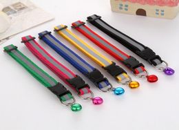 6 Colours Adjustable Cute Safety Buckle Bell Strap Cat Little Dog Glossy Reflective Pet Collar3313682