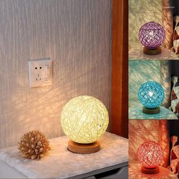 Table Lamps Creative Lamp Hand-Knit Lampshade Wood Moon USB Bedroom Home Wedding Decoration Moonlight Night Light