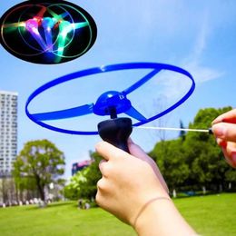 4D Beyblades LED lights frisbee propeller helicopter toy rope UFO rotating top childrens outdoor toys fun games and sports S245283