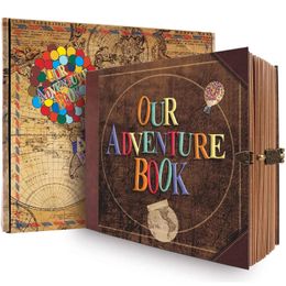 Our Adventure Book 146 Page Album Retro Style Travel Diary DIY Handmade Po Album Scrapbook Retro Kraft Journal Children Gift 240528