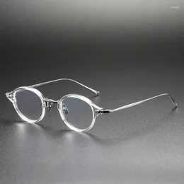 Sunglasses Frames Japanese Acetate Titanium Prescription Eyeglasses Men Vintage Small Glasses Frame Reading Eyewear Optical Lens
