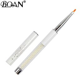BQAN Petal Nail Brush DIY UV Gel Builder Acrylic Nail Brush Flat Head Nail Painting Pen Nail Tools Manicure Rhinestone Handle