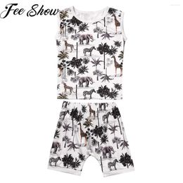 Clothing Sets Summer Toddler Baby Boy Clothes Set For Holiday 0-3Y Kids Sleeveless Cartoon Giraffe Vest Tank Tops Shorts Outfits