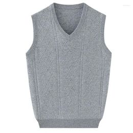 Men's Vests Men Sweater Solid V-neck Casual Loose All-match Daily Male Sleeveless Fashion Retro Thickened Coat Knitted