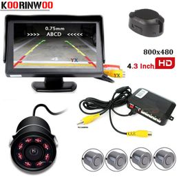 Koorinwoo Car Video Monitor 800*480 Car Parking Sensor 4 Radars BIBI Speaker Car Rear view Camera Backup IP68 Reverse Parktronic