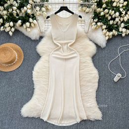 Sleeveless dress for women with a sense of luxury socialite slim fit slim temperament knitted vest skirt sexy figure bottom skirt