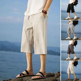 Men's Pants Elastic Waist Trousers Versatile Summer Sweatpants Comfortable Loose Fit Side Pockets For Gym Training