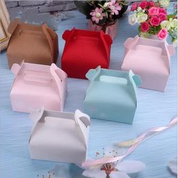 Gift Wrap 10pcs Small Paper Cake Box With Handle Kraft Cardboard Wedding Cupcake Packaging Boxes 11.5 8 8cm
