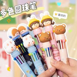 Multi Coloured Ballpoint Pen Press Style Primary School Students Use One Stroke Multiple Colours Combined Into Cartoon Cute