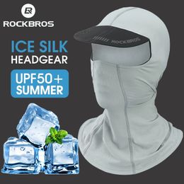 ROCKBROS Mens Womens Balaclava Summer Cool Ice Silk Full Face Mask Cycling Cap Sun Protection Bike Motorcycle Mask Fishing Hat 240528