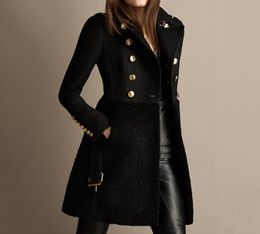 Women039s Wool Blends Women Autumn Winter Long Jacket Coat Black Double Breasted Belt Slim Fit Fleece Plus Size Ladies Trench6628156