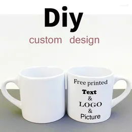 Mugs Diy 6OZ Small Coffee Milk Cup Personalised Custom LOGO Po Picture Text Printable Blank White Ceramic Mug Round Handle Gift