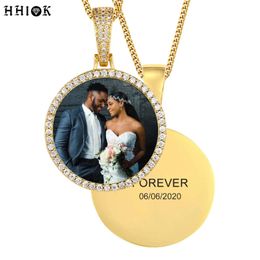 Personalised Customised Circle Medal Po Pendant Hip Hop Rock Jewellery Memory Picture Necklace Pendant Free Customization 240522