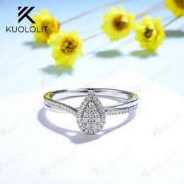 Kuololit Round cut Rings for Women Soild 18K 14K White Gold Bridal set Wedding Engagement Vintage Party Appraisal 240507