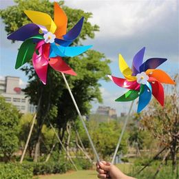 Garden Decorations Pinwheel Yard-Planter Colorful Windmill Stakes Decoracion Kids Toys Outdoor Decor Rainbow Pinwheels Home Ornaments