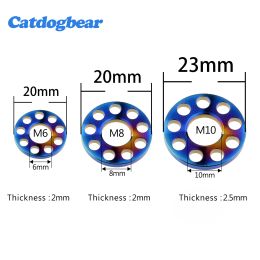 Catdogbear M6 M8 M10 Ti 9 Porous Nine Holes Washers Titanium Drilled Spacer Gaskets for Motorcycle Part Accessory