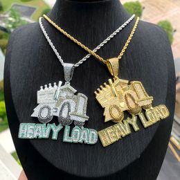 New Heavy Load Letter Pendant Necklace for Women Men Iced Out Bling Cz Zircon Charms with Tennis Chain Hip Hop Jewellery for Gift