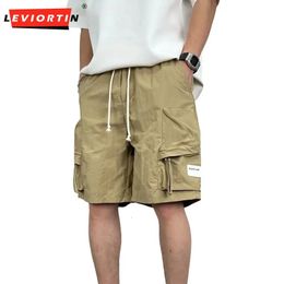 Quick Drying Summer Multi Pocket Thin Solid Color Simple Loose Cargo Shorts Mens Casual Trendy Sport Five Point Pants 240527