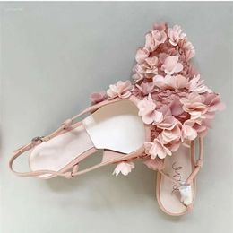 Pointy Women Sandals Wrapped Petal Toe Head Fashion Designer Sandal Back Empty Flat Casual Party Dress Su 124