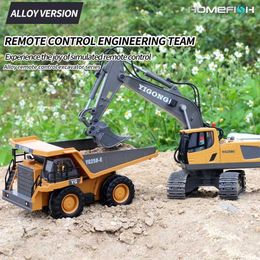 Diecast Model Cars 1 toy remote-controlled excavator 2.4G multifunctional engineering vehicle and 11 functional childrens gift toy car for excavation S2452722