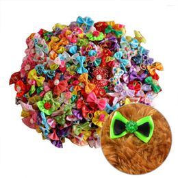 Dog Apparel 100pcs Pet Ribbon Hair Accessories Cute Bows Elastic Rubber Topknot For Dogs Clips Grooming Products
