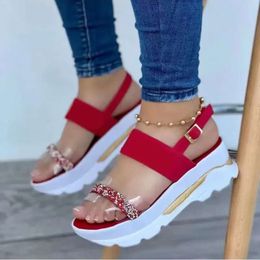 High Heel Shoulder Buckle Platform Summer Strap Sandals Peep Toe Slippers Women's Wedding Beach S ec6