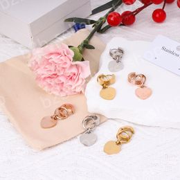 Fashion Designer Earrings Woman Heart Stud Design Brand Letters Crystal Rhinestone Stainless Steel Earring 18K Gold Plated Women Wedding Party Jewellery