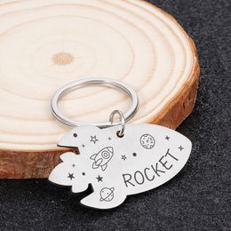 Pet Tags Personalised Fun Metal Label With Rocket Planet Free Lettering Dog Tag Small Medium Customised With Name Plate Engraved