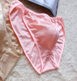 Underpants Sexy Mens Seamless Ice Silk Low Rise Briefs Lingerie Bulge Pouch Underwear Bikini Panties Cuecas Masculinas2446754