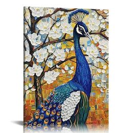 Paintings, Paintings Peacock with Tree Painting 3D On Canvas Abstract Artwork Art Wood Inside Framed Hanging Wall Decoration Abstract Painting