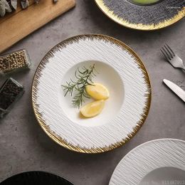 Plates 1pc Creative Nordic Light Luxury Pasta Home Kitchen Restaurant Supplies French Ceramic Western Steak Straw Hat Plate