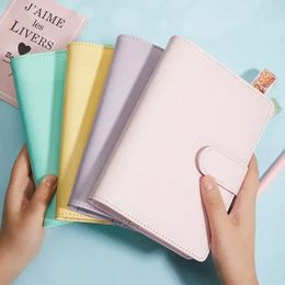 A6 PU Leather Loose Leaf Notebook Cover Macaroon Colour Diy Journal Agenda Planner 6 Ring Binder Stationery 240524