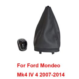 Silver/ Black Car Gear Manuel Stick Shift Knob Leather Boot For FORD FOCUS MK2 MONDEO MK3 C-MAX S-MAX TRANSIT GALAXY FIESTA