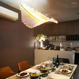 Chandeliers Modern Large Leaf Shape Hanging Lamps Over Dining Table High Ceiling Lighting