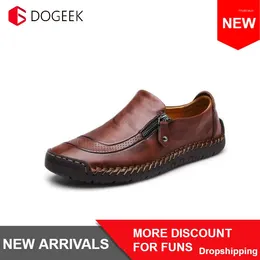 Casual Shoes DOGEEK High Quality Men Leather Loafers Breathable Flats Soft Light Fashion Men's Driving Footwear Size 48
